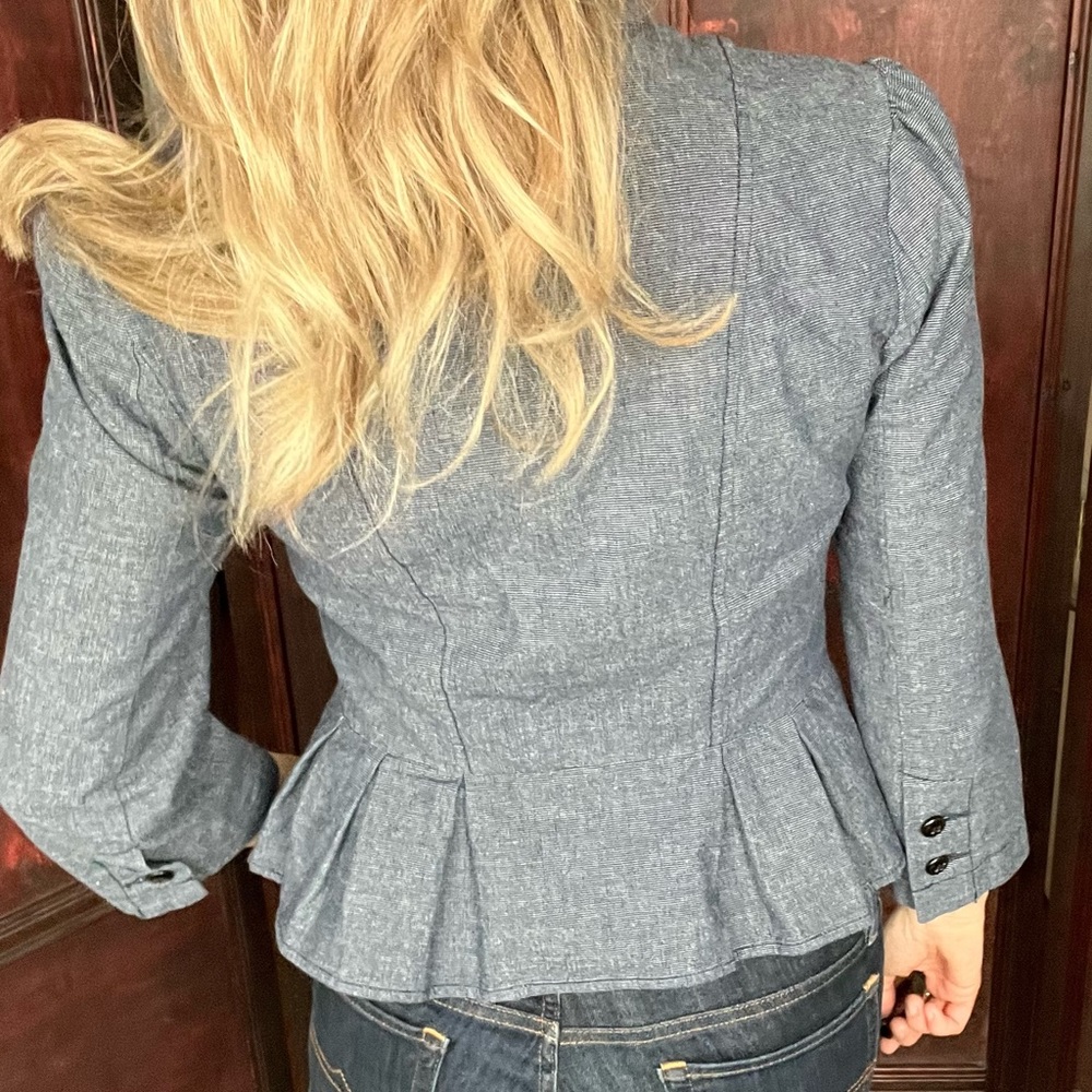 Tulle Denim Like Peplum Blazer size S fully lined. - Picture 6 of 13